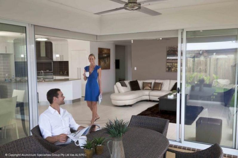open space created by sliding doors
