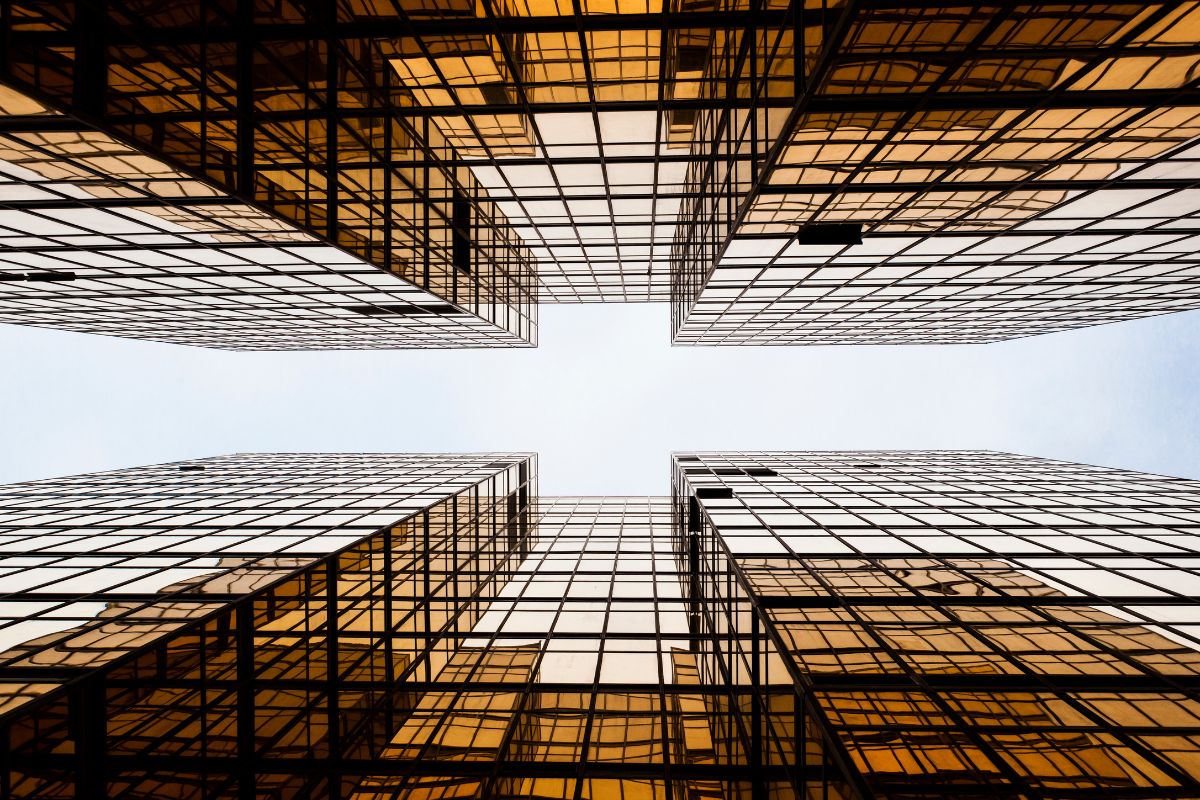 windows in a building overlooking a busy street